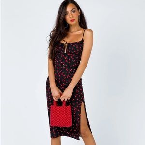 Princess Polly Noda Midi Dress Black/Red Size 4